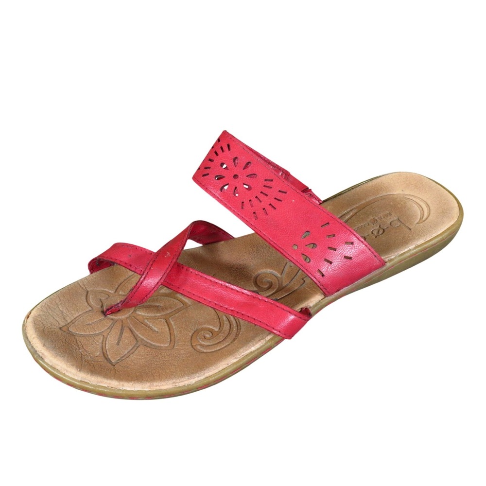 b.o.c. Born Concept Women Strappy Slide Sandals Size 10M Summer Red Laser Cut